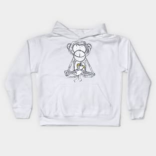 Monkey, cheeky monkey, white on yellow Kids Hoodie